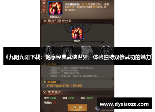 《九阴九阳下载：畅享经典武侠世界，体验独特双修武功的魅力》